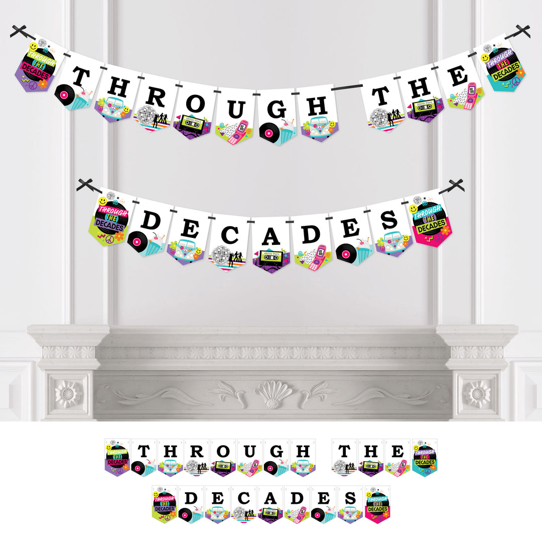 Through the Decades - 50s, 60s, 70s, 80s, and 90s Party Bunting Banner - Party Decorations - Through the Decades