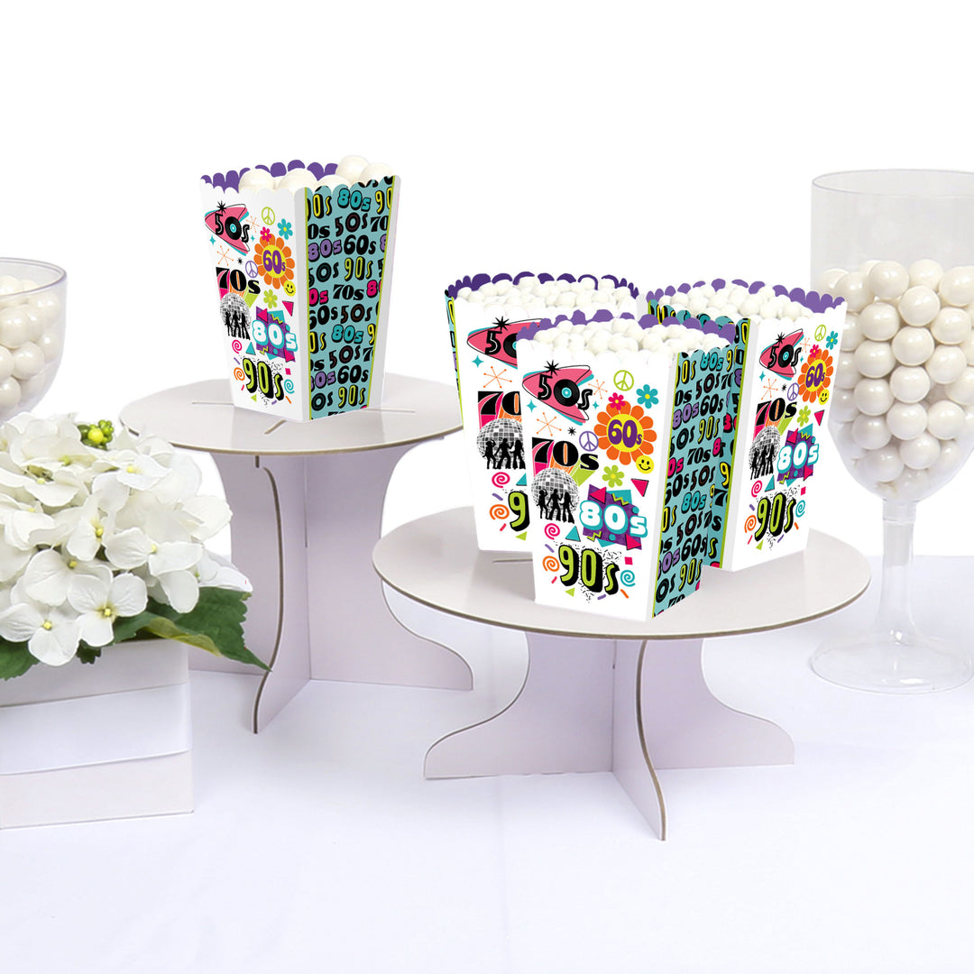 Through the Decades - 50s, 60s, 70s, 80s, and 90s Party Favor Popcorn Treat Boxes - Set of 12