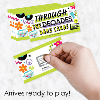 Through the Decades - 50s, 60s, 70s, 80s, and 90s Party Game Scratch Off Dare Cards - 22 Count