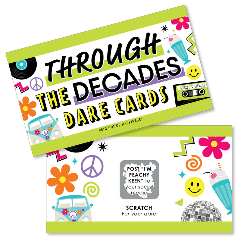 Through the Decades - 50s, 60s, 70s, 80s, and 90s Party Game Scratch Off Dare Cards - 22 Count