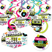 Through the Decades - 50s, 60s, 70s, 80s, and 90s Party Hanging Decor - Party Decoration Swirls - Set of 40