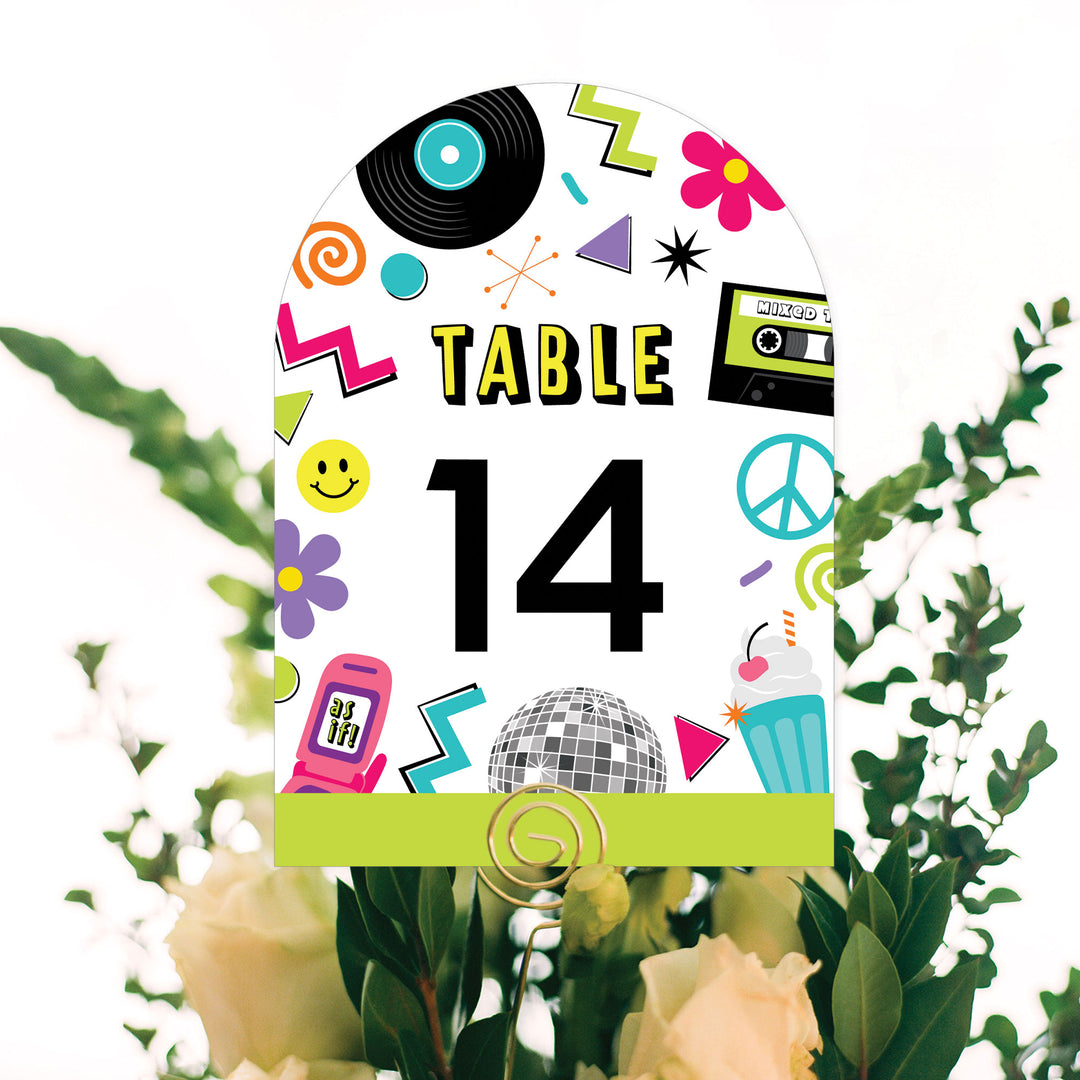 Through the Decades - 50s, 60s, 70s, 80s, and 90s Party Double-Sided 5 x 7 inches Cards - Table Numbers - 1-20