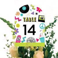 Through the Decades - 50s, 60s, 70s, 80s, and 90s Party Double-Sided 5 x 7 inches Cards - Table Numbers - 1-20
