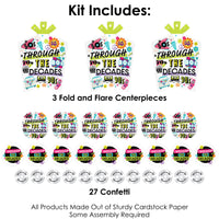 Through the Decades - 50s, 60s, 70s, 80s, and 90s Party Decor and Confetti - Terrific Table Centerpiece Kit - Set of 30