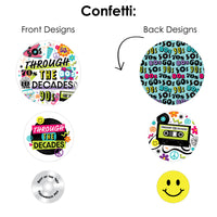 Through the Decades - 50s, 60s, 70s, 80s, and 90s Party Decor and Confetti - Terrific Table Centerpiece Kit - Set of 30