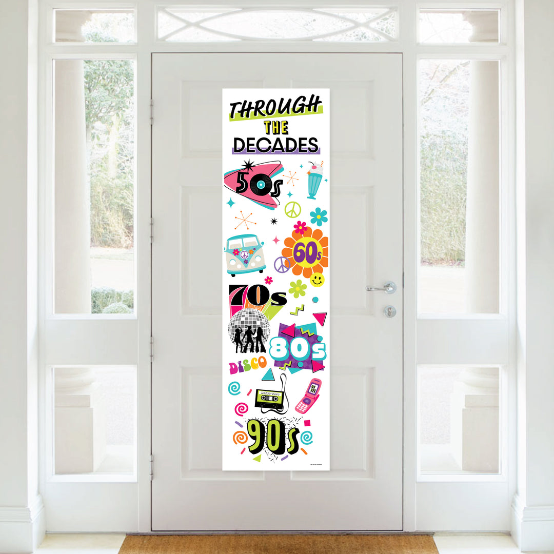 Through the Decades - 50s, 60s, 70s, 80s, and 90s Party Front Door Decoration - Vertical Banner