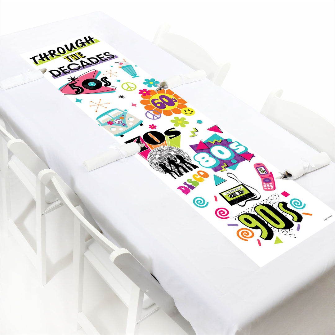 Through the Decades - 50s, 60s, 70s, 80s, and 90s Party Front Door Decoration - Vertical Banner
