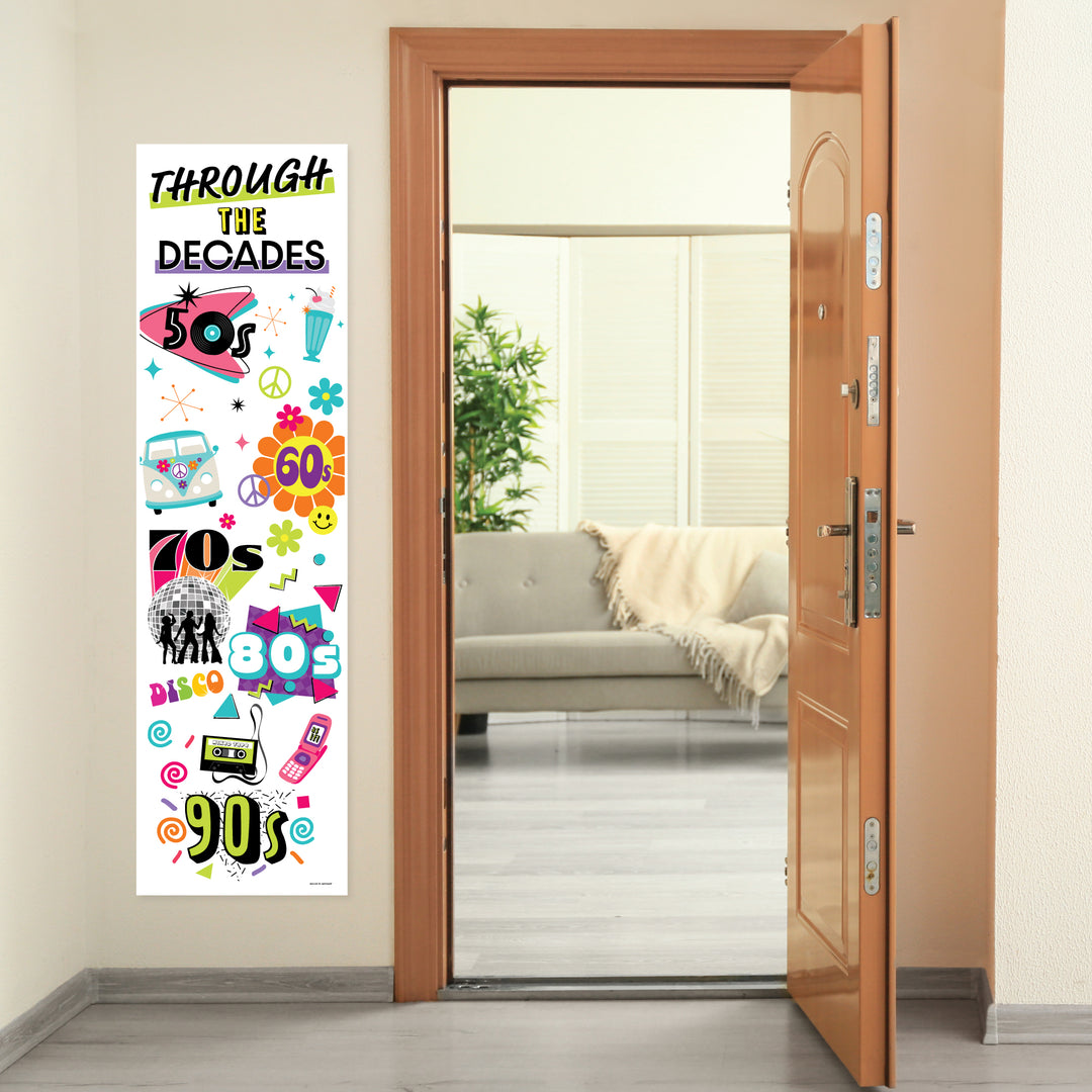 Through the Decades - 50s, 60s, 70s, 80s, and 90s Party Front Door Decoration - Vertical Banner