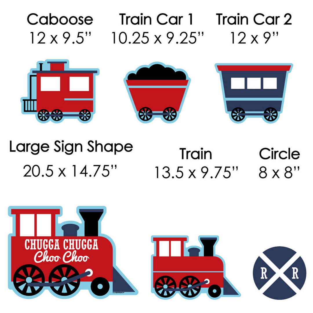 Railroad Party Crossing - Yard Sign & Outdoor Lawn Decorations - Steam Train Birthday Party or Baby Shower Yard Signs - Set of 8