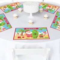 Tropical Christmas - Paper Beach Santa Holiday Party Coloring Sheets - Activity Placemats - Set of 16
