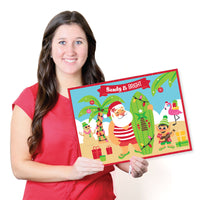 Tropical Christmas - Paper Beach Santa Holiday Party Coloring Sheets - Activity Placemats - Set of 16