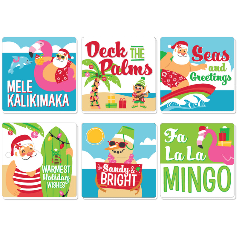 Tropical Christmas - Funny Beach Santa Holiday Party Decorations - Drink Coasters - Set of 6