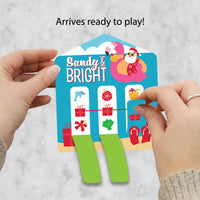 Tropical Christmas - Beach Santa Holiday Party Game Pickle Cards - Pull Tabs 3-in-a-Row - Set of 12