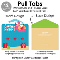Tropical Christmas - Beach Santa Holiday Party Game Pickle Cards - Pull Tabs 3-in-a-Row - Set of 12