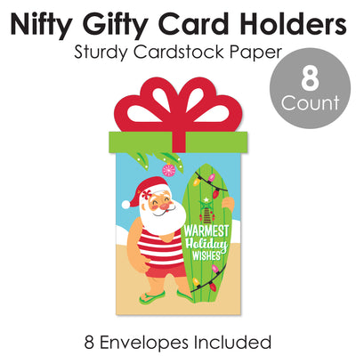 Tropical Christmas - Beach Santa Holiday Party Money and Gift Card Sleeves - Nifty Gifty Card Holders - Set of 8