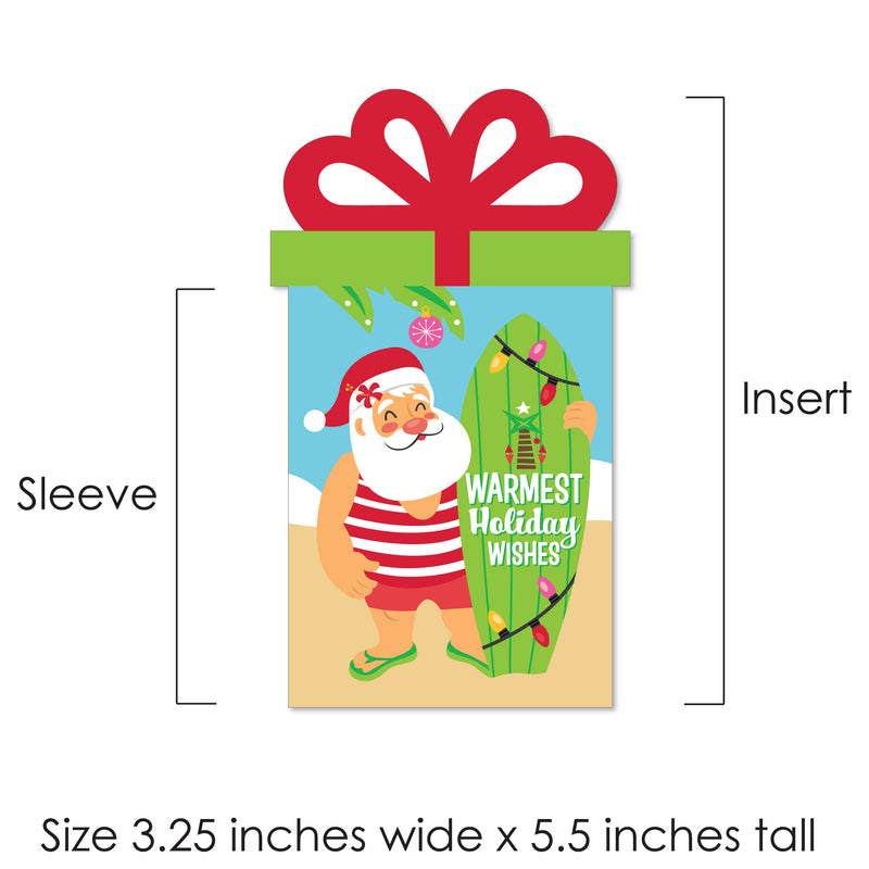 Tropical Christmas - Beach Santa Holiday Party Money and Gift Card Sleeves - Nifty Gifty Card Holders - Set of 8