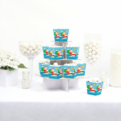 Tropical Christmas - Party Mini Favor Boxes - Beach Santa Holiday Party Treat Candy Boxes - Set of 12