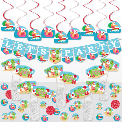 Tropical Christmas - Beach Santa Holiday Party Supplies Decoration Kit - Decor Galore Party Pack - 51 Pieces