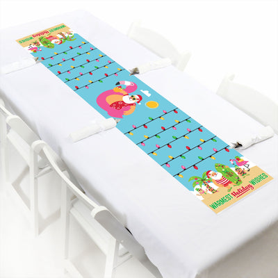 Tropical Christmas - Petite Beach Santa Holiday Party Paper Table Runner - 12 x 60 inches