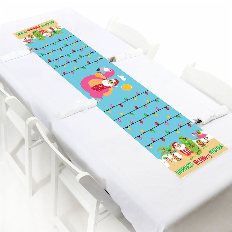 Tropical Christmas - Petite Beach Santa Holiday Party Paper Table Runner - 12 x 60 inches