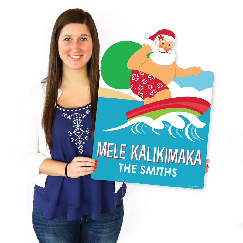 Tropical Christmas - Party Decorations - Beach Santa Holiday Party Personalized Welcome Yard Sign