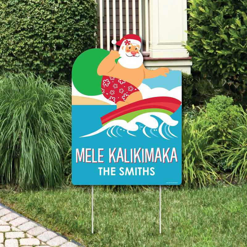 Tropical Christmas - Party Decorations - Beach Santa Holiday Party Personalized Welcome Yard Sign