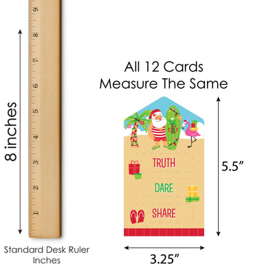 Tropical Christmas - Beach Santa Holiday Party Game Pickle Cards - Truth, Dare, Share Pull Tabs - Set of 12