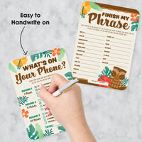 Tropical Luau - 2-in-1 Hawaiian Beach Party Cards - Activity Duo Games - Set of 20