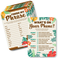Tropical Luau - 2-in-1 Hawaiian Beach Party Cards - Activity Duo Games - Set of 20