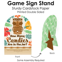 Tropical Luau - How Many Candies Hawaiian Beach Party Game - 1 Stand and 40 Cards - Candy Guessing Game