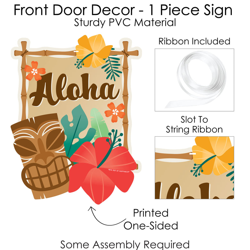 Tropical Luau - Hanging Porch Hawaiian Beach Party Outdoor Decorations - Front Door Decor - 1 Piece Sign