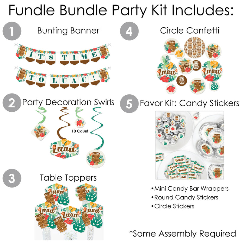 Tropical Luau - Hawaiian Beach Party Supplies - Banner Decoration Kit - Fundle Bundle