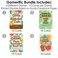 Tropical Luau - 4 Hawaiian Beach Party Games - 10 Cards Each - Gamerific Bundle