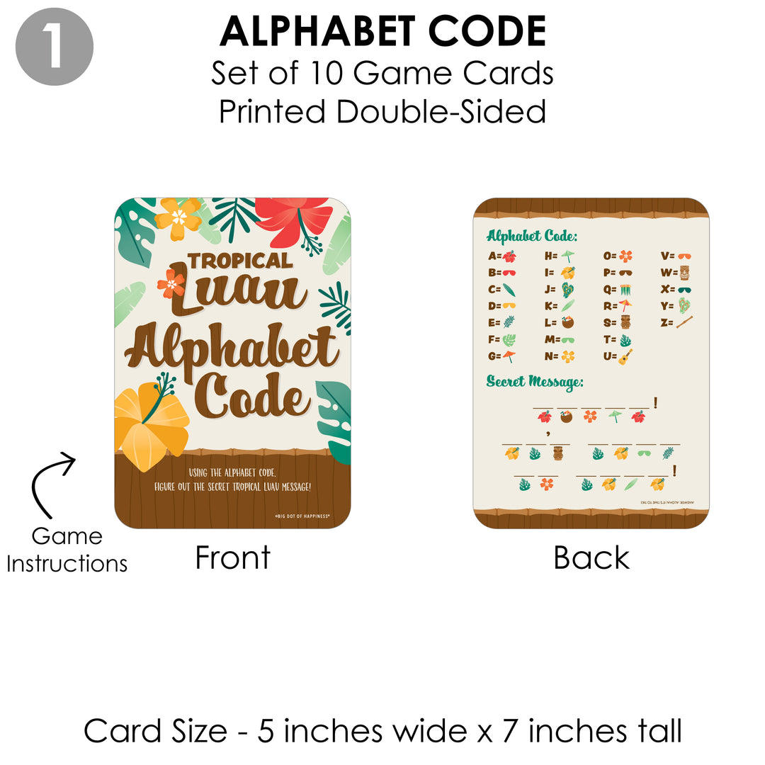 Tropical Luau - 4 Hawaiian Beach Party Games - 10 Cards Each - Gamerific Bundle