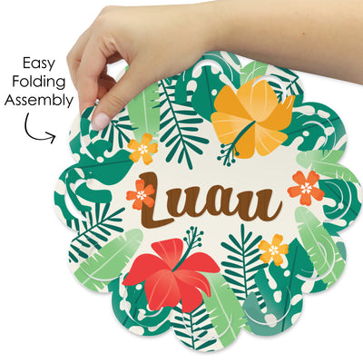 Tropical Luau - Hawaiian Beach Party Round Table Decorations - Paper Chargers - Place Setting For 12