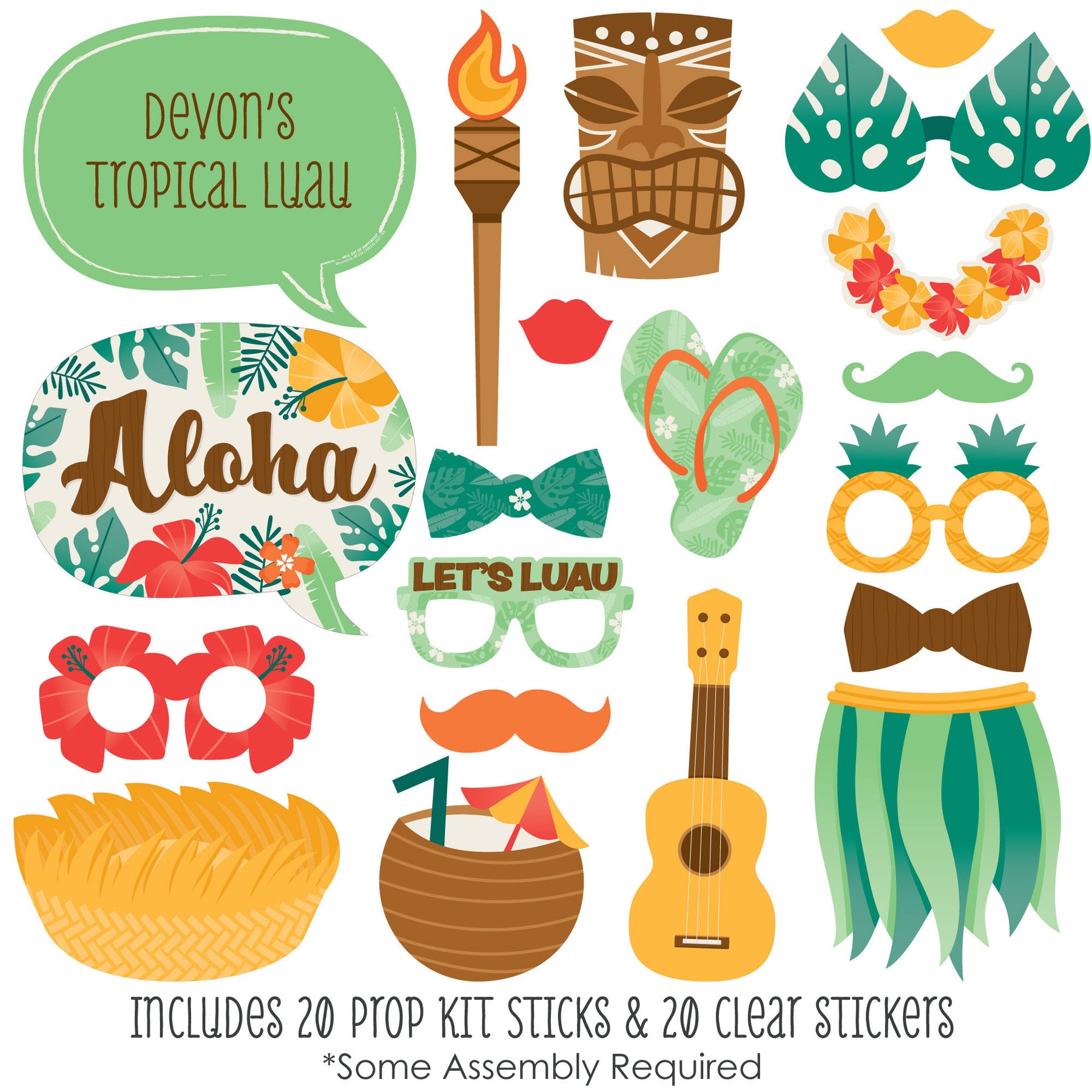 Tropical Luau - Personalized Hawaiian Beach Party Photo Booth Props Kit - 20 Count | BigDotOfHappiness.com – Big Dot of Happiness LLC tropical-luau-personalized-hawaiian-beach-party-photo-booth-props-kit-20-count-bigdotofhappiness-com-big-dot-of-happiness-llc
