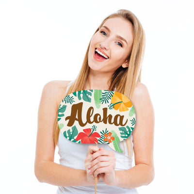 Tropical Luau - Personalized Hawaiian Beach Party Photo Booth Props Kit - 20 Count