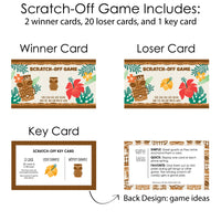 Tropical Luau - Hawaiian Beach Party Game Scratch Off Cards - 22 Count