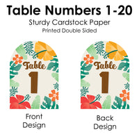 Tropical Luau - Hawaiian Beach Party Double-Sided 5 x 7 inches Cards - Table Numbers - 1-20