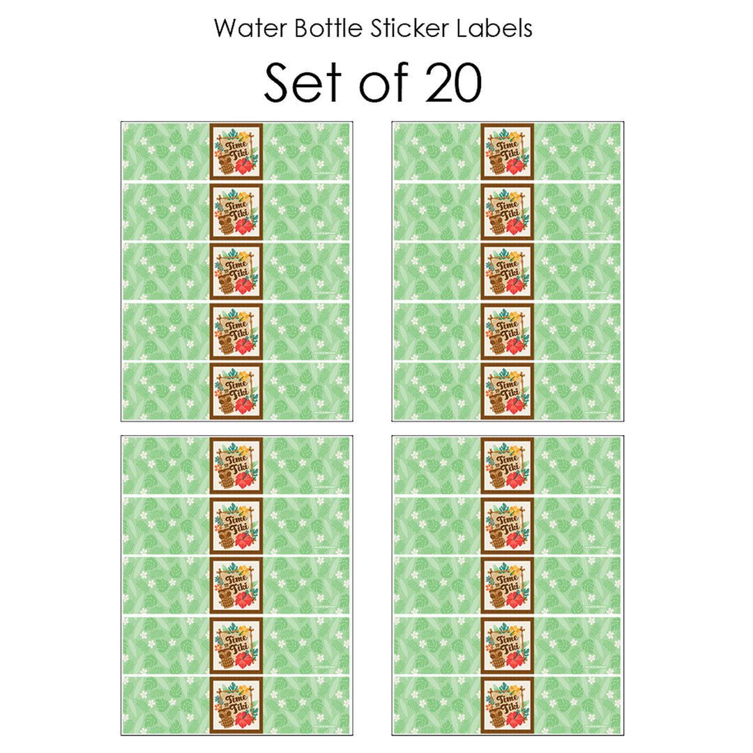 Tropical Luau - Hawaiian Beach Party Water Bottle Sticker Labels - Set of 20