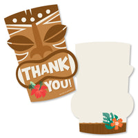 Tropical Luau - Shaped Thank You Cards - Hawaiian Beach Party Thank You Note Cards with Envelopes - Set of 12