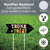 Trunk or Treat - Halloween Car Parade Party Sign Arrow - Double Sided Directional Yard Signs - Set of 2
