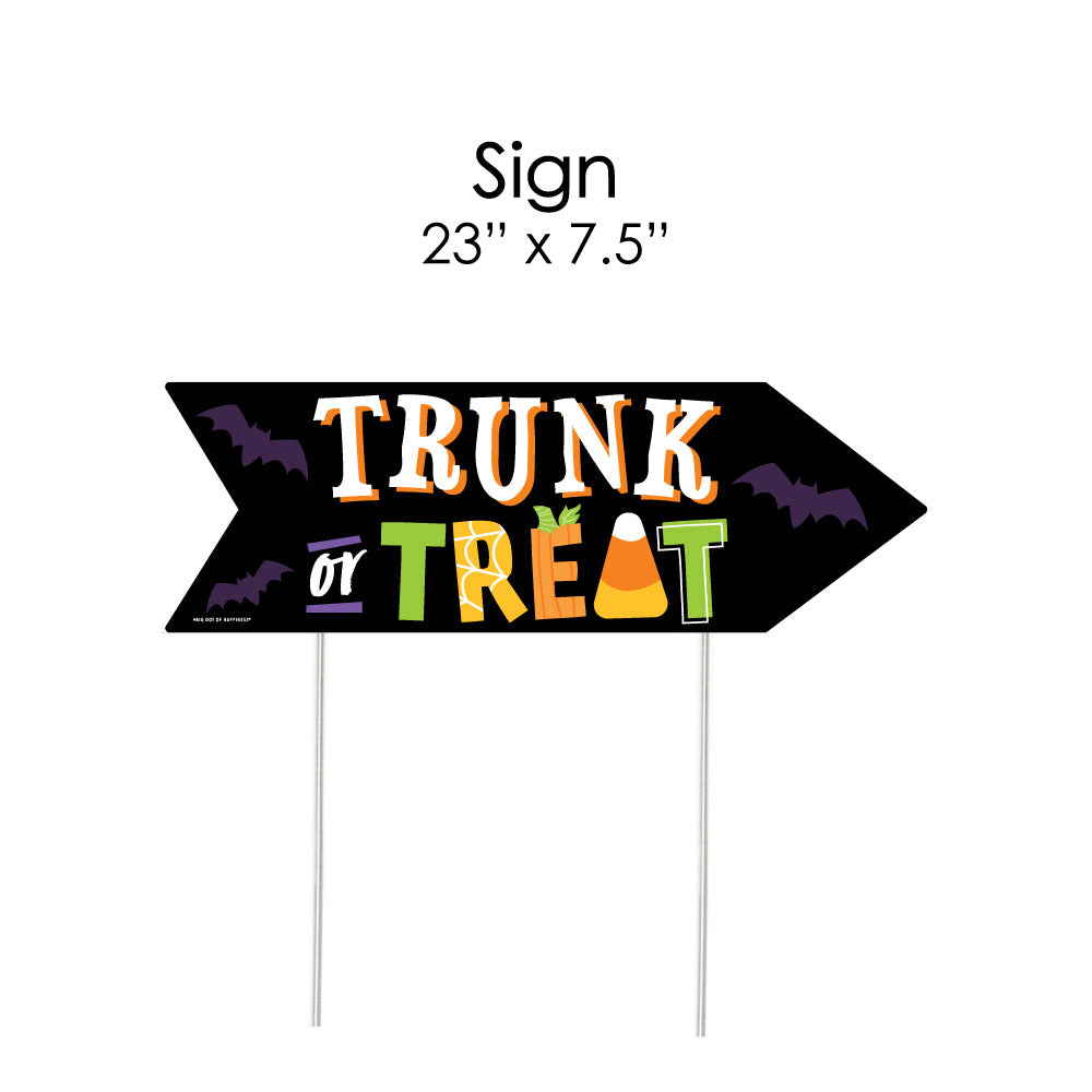 Trunk or Treat - Halloween Car Parade Party Sign Arrow - Double Sided Directional Yard Signs - Set of 2