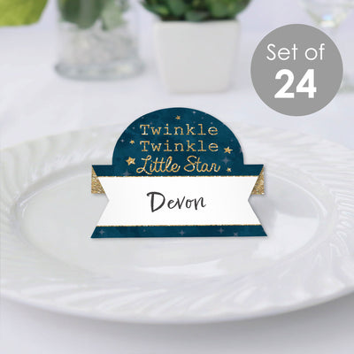 Twinkle Twinkle Little Star - Baby Shower or Birthday Party Tent Buffet Card - Table Setting Name Place Cards - Set of 24