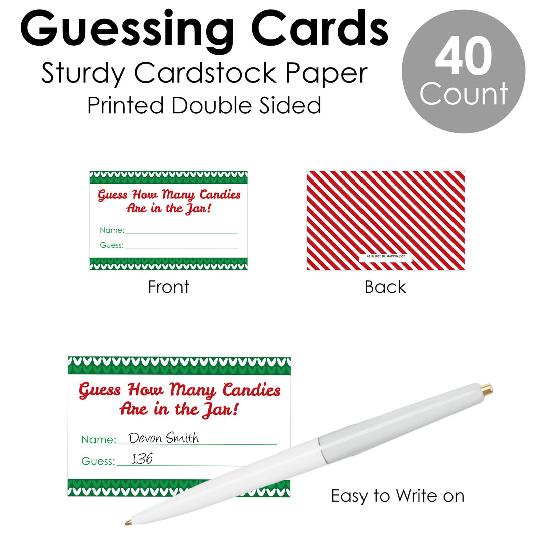 Ugly Sweater - How Many Candies Holiday and Christmas Party Game - 1 Stand and 40 Cards - Candy Guessing Game