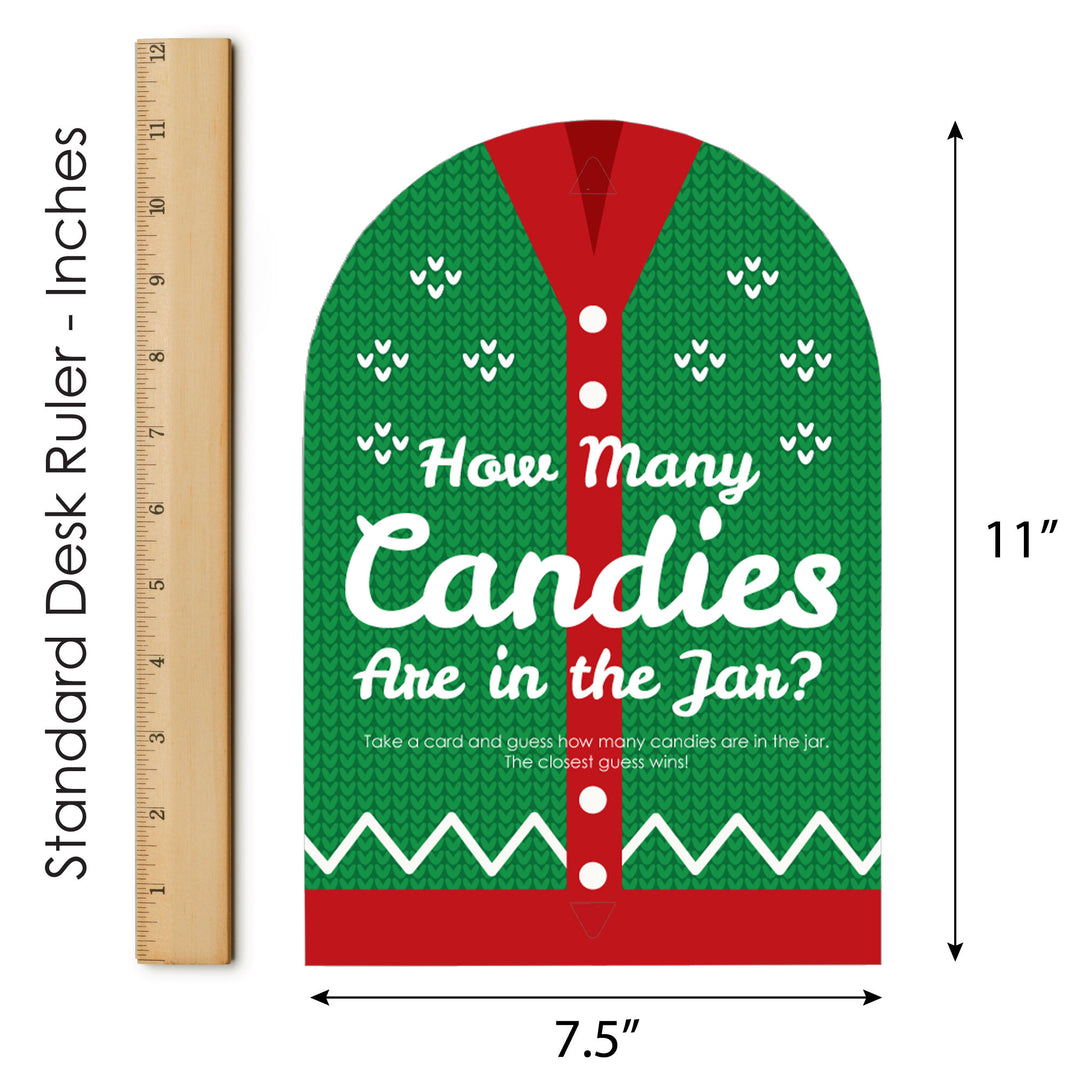 Ugly Sweater - How Many Candies Holiday and Christmas Party Game - 1 Stand and 40 Cards - Candy Guessing Game