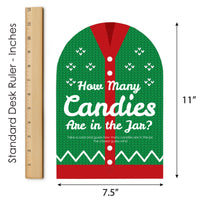 Ugly Sweater - How Many Candies Holiday and Christmas Party Game - 1 Stand and 40 Cards - Candy Guessing Game