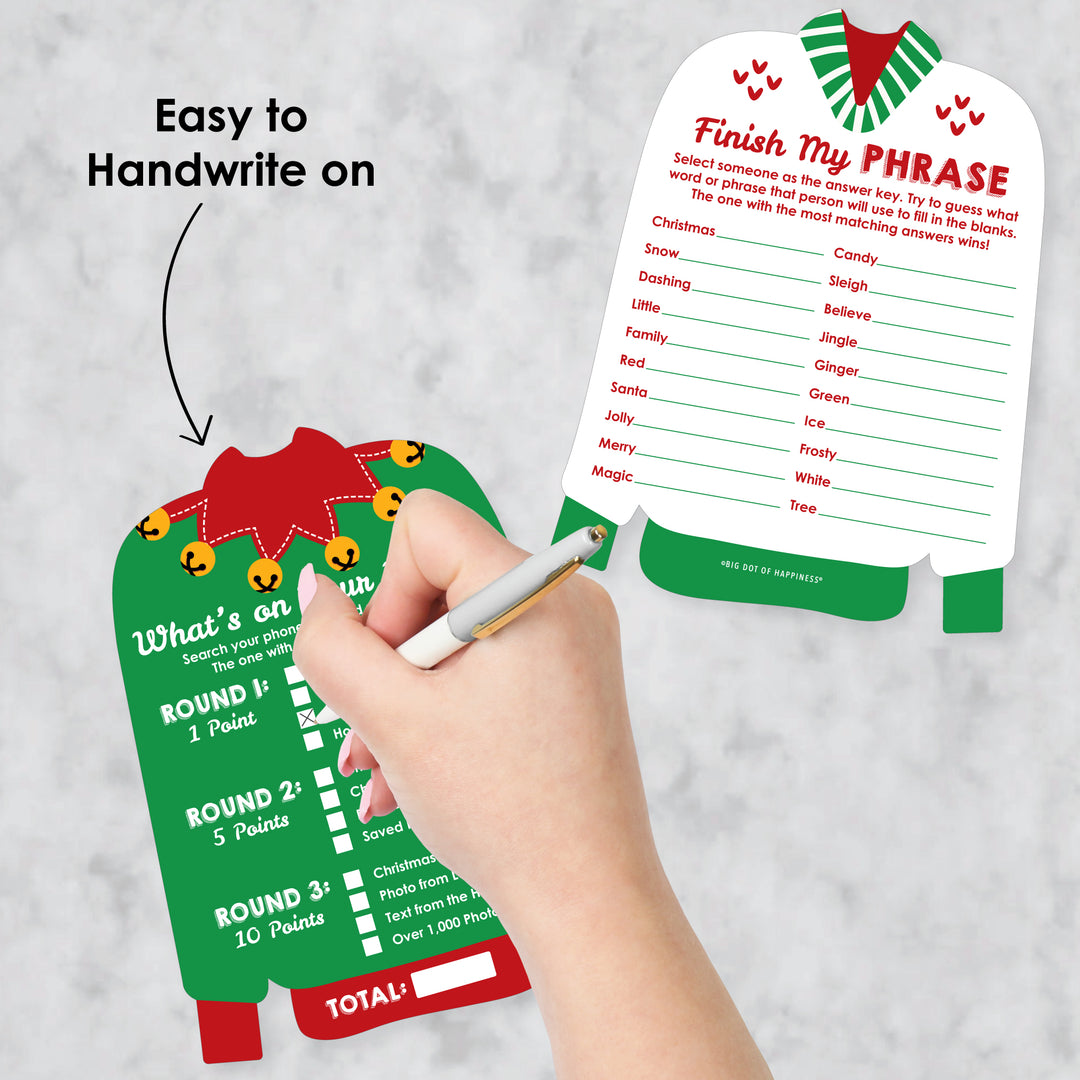 Ugly Sweater - 2-in-1 Holiday and Christmas Party Cards - Activity Duo Games - Set of 20