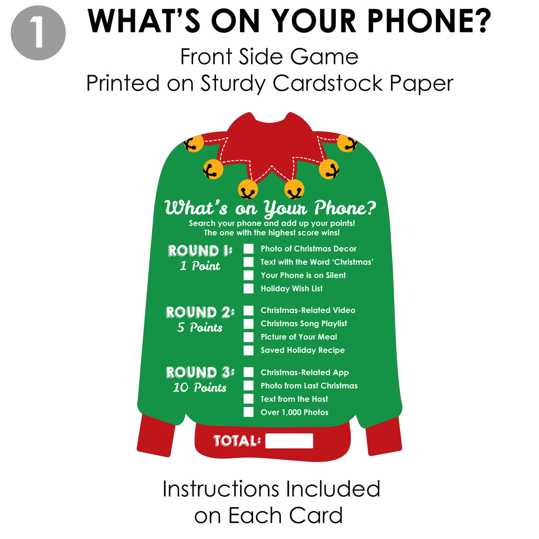 Ugly Sweater - 2-in-1 Holiday and Christmas Party Cards - Activity Duo Games - Set of 20