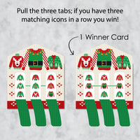 Ugly Sweater - Holiday and Christmas Party Game Pickle Cards - Pull Tabs 3-in-a-Row - Set of 12